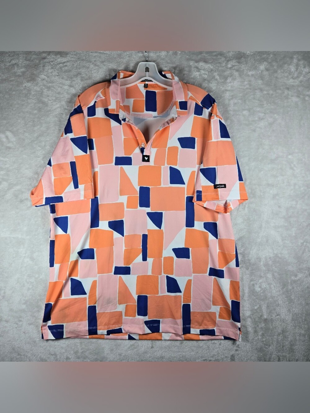 Bad Birdie Catalina Golf Polo Shirt Mens Sz XXL 2XL Geometric Performance Orange